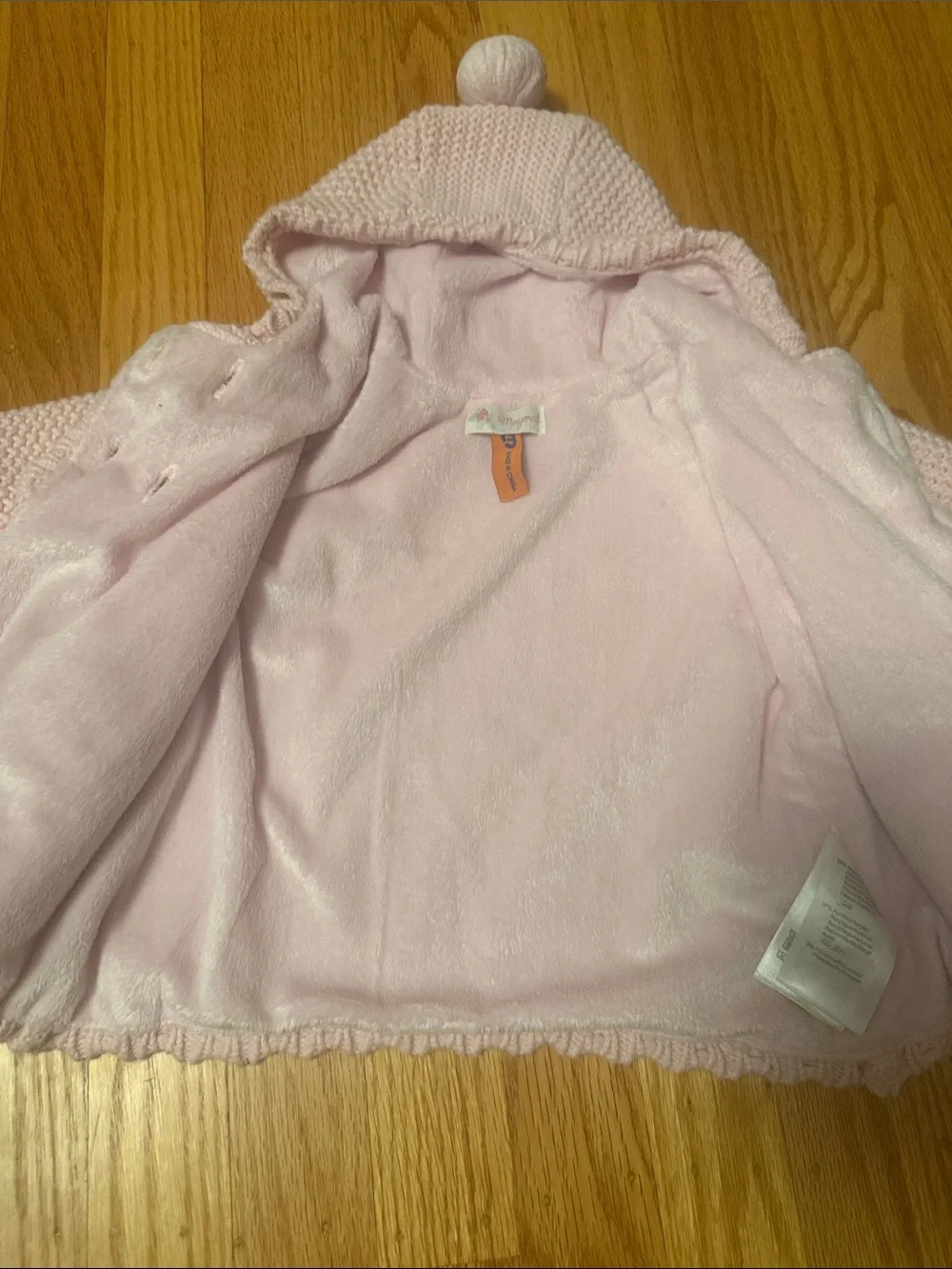 Mayoral Light Pink Knitted Hooded Baby Jacket